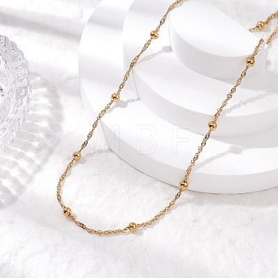 304 Stainless Steel Ball Singapore Chain Necklaces NJEW-JN05168-1