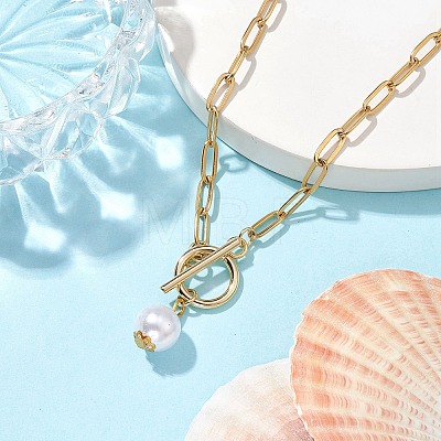 Imitation Pearl Beads Pendant Necklaces NJEW-JN04732-01-1