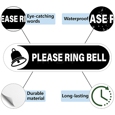 Mini PVC Coated Self Adhesive PLEASE RING BELL Warning Stickers STIC-WH0018-003-1