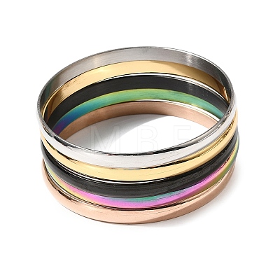 304 Stainless Steel Plain Bangles for Women Men BJEW-Z167-01M-03-1