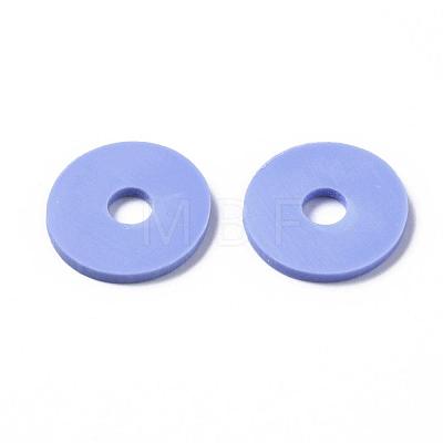 Flat Round Handmade Polymer Clay Beads CLAY-R067-12mm-32-1