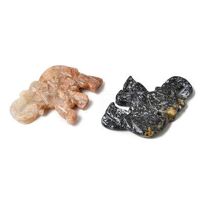 Natural Mixed Gemstone Carved Pendants G-D365-01B-1