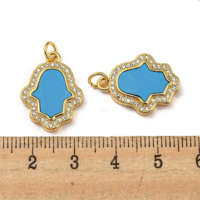 Brass Micro Pave Cubic Zirconia with Synthetic Turquoise Pendants KK-K356-24B-G-1