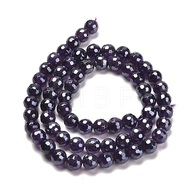 Electroplated Natural Amethyst Round Beads Strands G-L598-A05-01-1