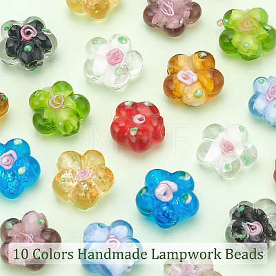   20Pcs 10 Colors Handmade Lampwork Beads LAMP-PH0001-15-1