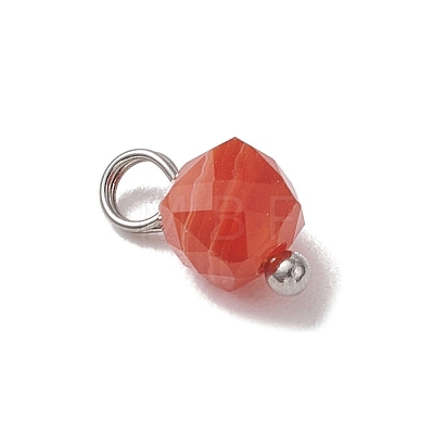 6Pcs 6 Colors Natural Quartz & Grey Agate & Banded Agate & Green Onyx Agate Faceted Cube Charms PALLOY-JF04798-01-1