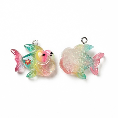 Ocean Theme Transparent Resin Pendants RESI-E024-05P-04-1