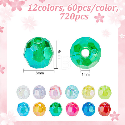 GOMAKERER 720pcs 12 Colors Eco-Friendly Transparent Acrylic Beads TACR-GO0001-01-1