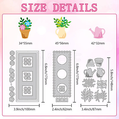 Potted Plant Carbon Steel Cutting Dies Stencils DIY-WH0309-1896-1