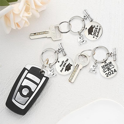 Flat Round Alloy Keychain KEYC-YW00090-01-1