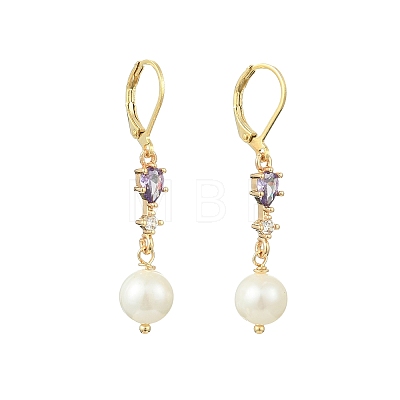 Brass Micro Pave Cubic Zirconia Leverback Earrings EJEW-JE07278-1