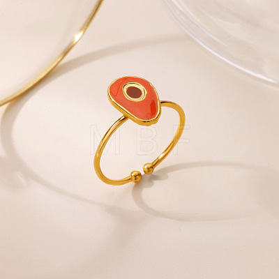 Fruit 304 Stainless Steel Enamel Cuff Open Rings WGD941B-03-1