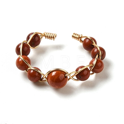 Adjustable Natural Carnelian with Brass Rings G-B075-01G-10-1