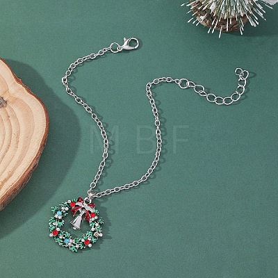 Christmas Wreath & Christmas Bell Alloy Charm Bracelets WG06691-05-1