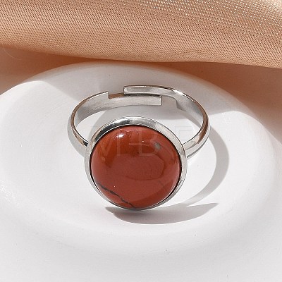 Half Round Natural Red Jasper Finger Rings RJEW-M062-01P-19-1