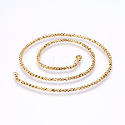 304 Stainless Steel Box Chain Necklaces NJEW-F227-09G-12-1