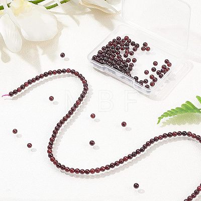 Olycraft Natural Garnet Beads Strands G-OC0001-25-4mm-1