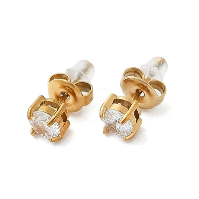 304 Stainless Steel Rhinestone Stud Earrings EJEW-G423-16G-1