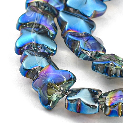 Full Rainbow Plated Electroplate Transparent Glass Beads Strands EGLA-G037-11A-FR02-1
