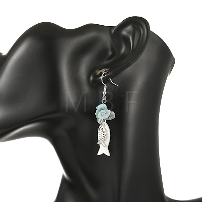 Shell Alloy Pendant Dangle Earrings for Women EJEW-JE07464-1