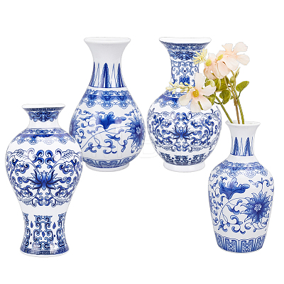 4Pcs 4 Styles Porcelain Artificial Flower Hanging Vase AJEW-OC0005-85B-1