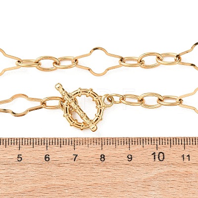 11MM 304 Stainless Steel Cross Link Chain Necklaces with OT Clasps for Men Women NJEW-P355-01C-G-1