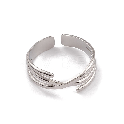 304 Stainless Steel Criss Cross Open Cuff Rings for Women RJEW-G285-50P-1