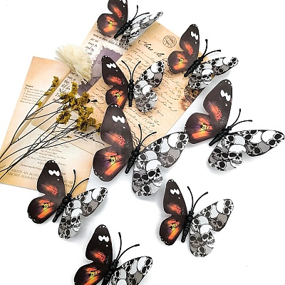 Halloween Butterfly 12Pcs PVC Adhesive Waterproof Stickers Self-Adhesive Stickers PW-WG0AB7C-01-1