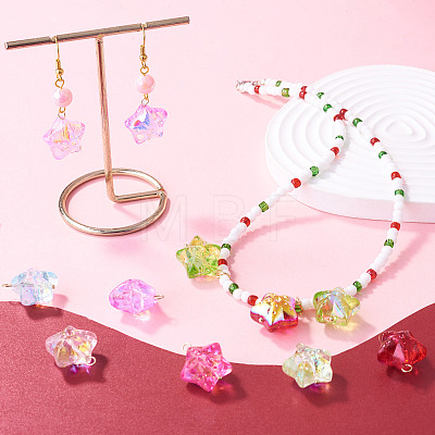 50Pcs 10 Styles Electroplate Baking Paint Glass Pendants PALLOY-TAC0275-1