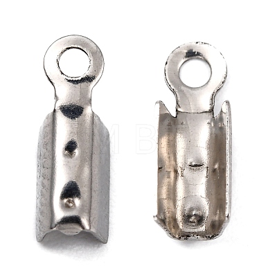 201 Stainless Steel Fold Over Crimp Cord Ends X-STAS-R055-08-1