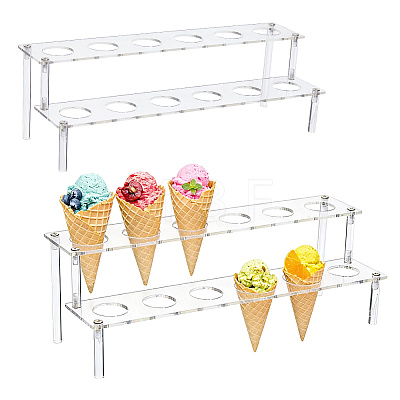 2-Tier Acrylic Ice Cream Display Riser Stands ODIS-WH0030-357A-1