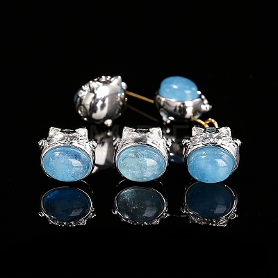 Alloy Pave Natural Blue Aquamarine Beads PW-WGA4791-02-1