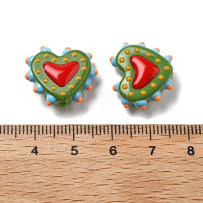 Baking Paint Glass Bumpy Beads Heart X-LAMP-V001-07E-1