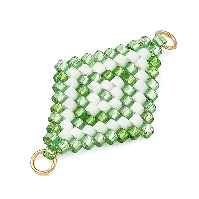 Glass Seed Beads Connector Charms PALLOY-MZ01416-03-1