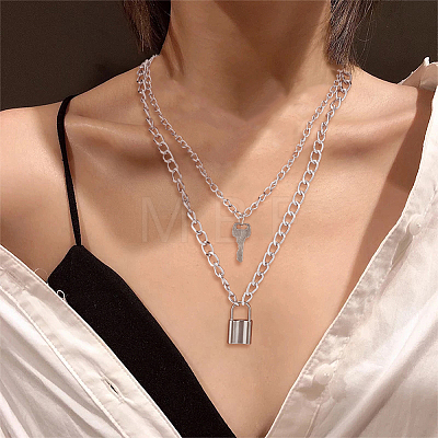 18Pcs 18 Style Alloy Curb & Paperclip & Herringbone Chain Necklaces Set NJEW-AN0001-43-1