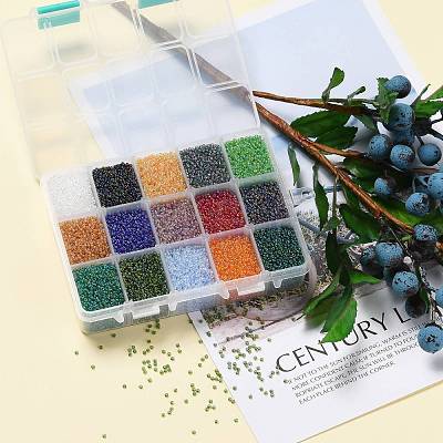 375G 15 Colors 12/0 Grade A Round Glass Seed Beads SEED-JP0011-01-2mm-1