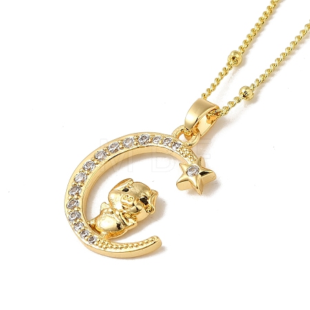 Brass Micro Pave Clear Cubic Zirconia Pendants Necklaces NJEW-K269-05G-11-1