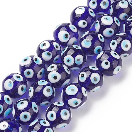 Handmade Evil Eye Lampwork Beads Strands LAMP-F027-05-1