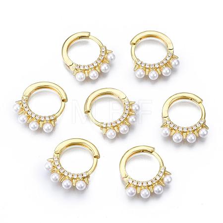 Brass Micro Pave Cubic Zirconia Huggie Hoop Earrings EJEW-T014-30G-NF-1