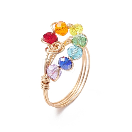 Colorful Glass Teardrop Finger Ring RJEW-JR00653-1