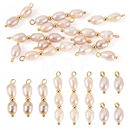 12Pcs 3 Styles Natural Cultured Freshwater Pearl Rice Pendants PALLOY-TA00378-1