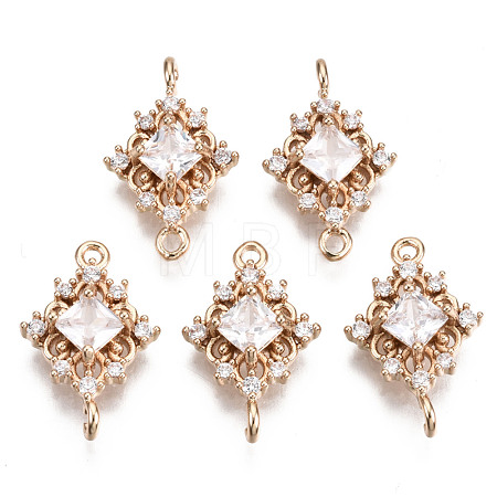 Brass Micro Pave Cubic Zirconia Links Connectors X-KK-R111-014-B01-1