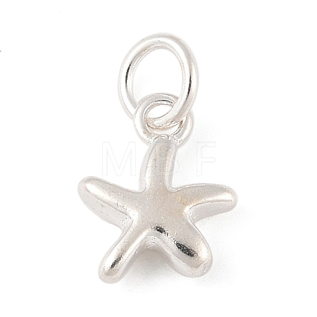 925 Sterling Silver Starfish Charms with Jump Rings STER-R013-01S-1