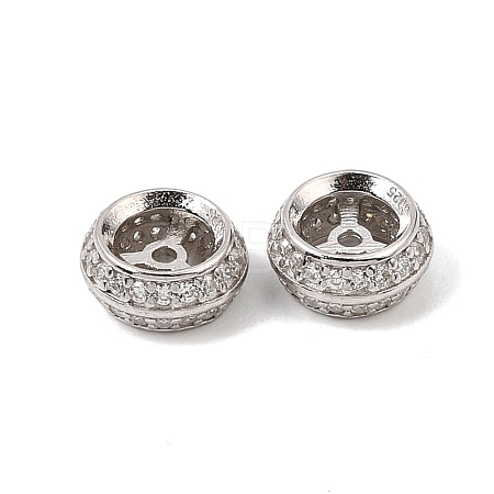 925 Sterling Silver Micro Pave Clear Cubic Zirconia Spacer Beads SE-CBAF1B2-01P-1