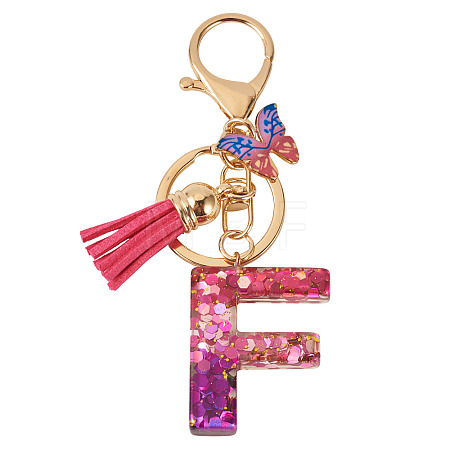 Alloy Resin Butterfly Keychains KEYC-TADJ0002-02G-F-1