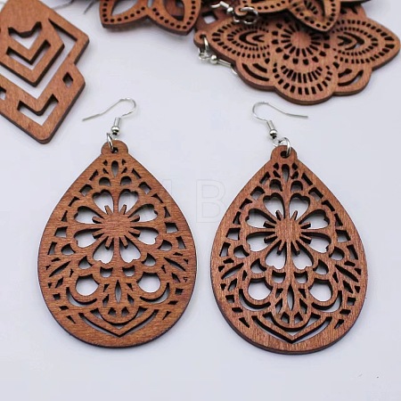 Alloy Wood Dangle Earrings FS-WG0BF85-05-1