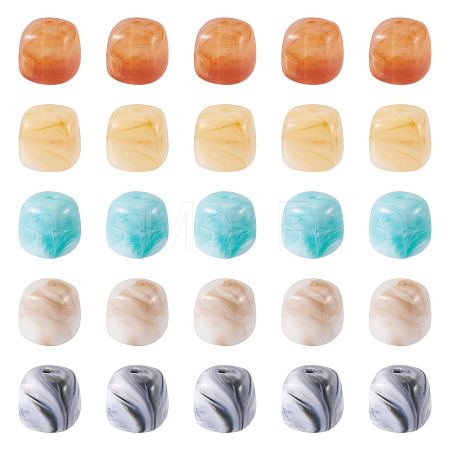 50Pcs 5 Colors Opaque Acrylic Beads OACR-TA0004-97-1