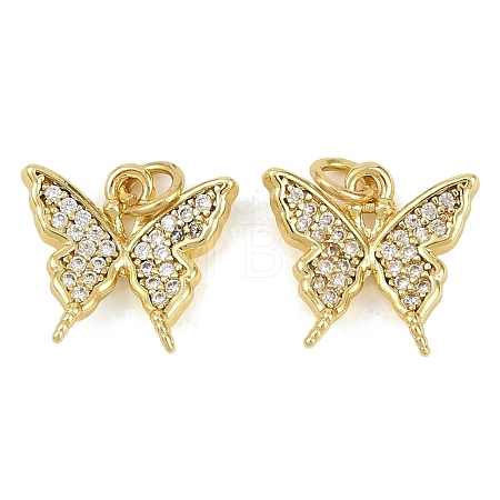 Brass Micro Pave Clear Cubic Zirconia Charms KK-D218-26G-07-1