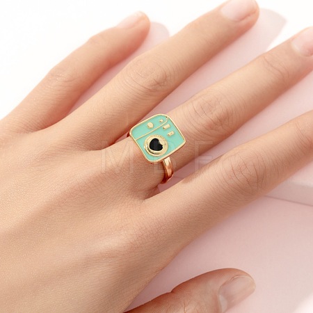 Alloy Enamel Rotatable Cuff Open Rings FS-WGEC271-31-1