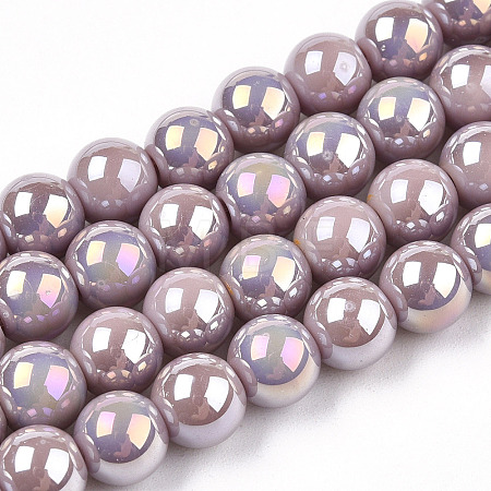 Electroplate Opaque Glass Beads Strands GLAA-T032-P6mm-AB07-1
